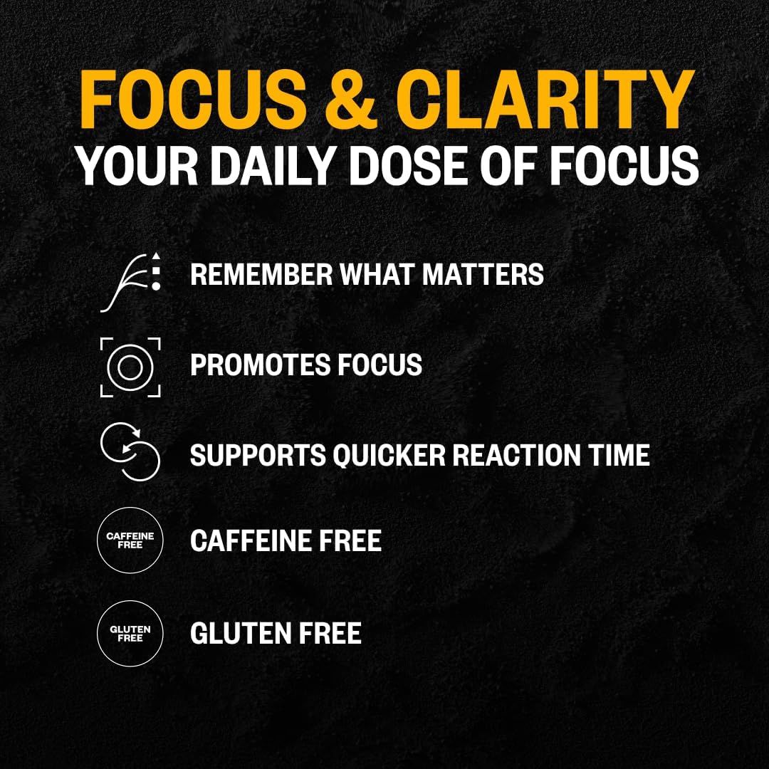 Highlights multiple benefits of the product to appeal to health-conscious consumers looking for a natural focus enhancer.
