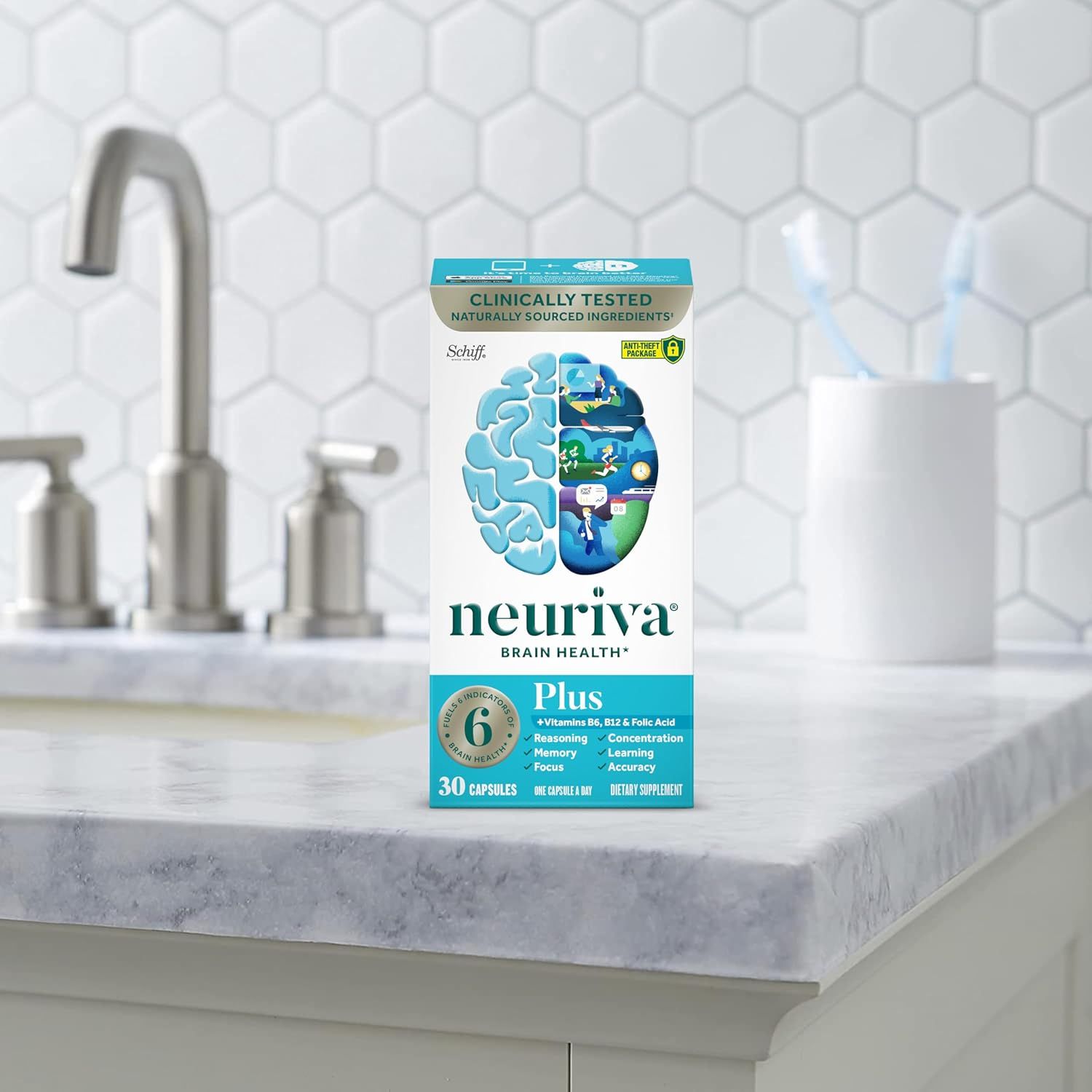 Highlights multiple brain health benefits of the supplement, including reasoning, memory, focus, concentration, learning, and accuracy.