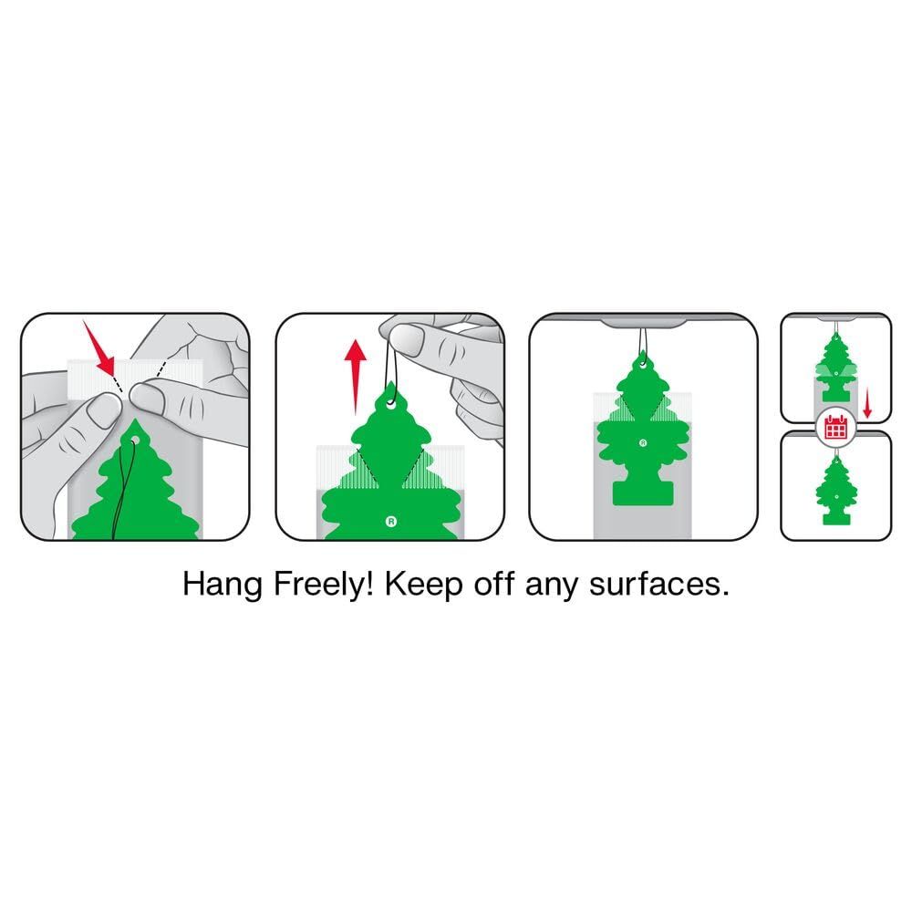 Demonstrates the correct way to hang and use the air freshener product to ensure optimal performance.