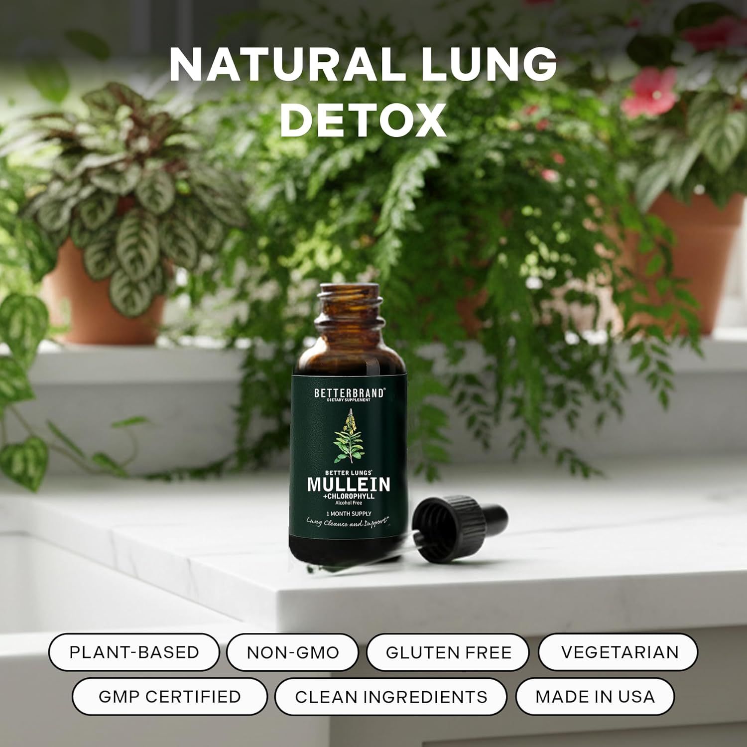 Highlights the product's natural lung detoxification benefit to appeal to health-conscious consumers seeking respiratory support.