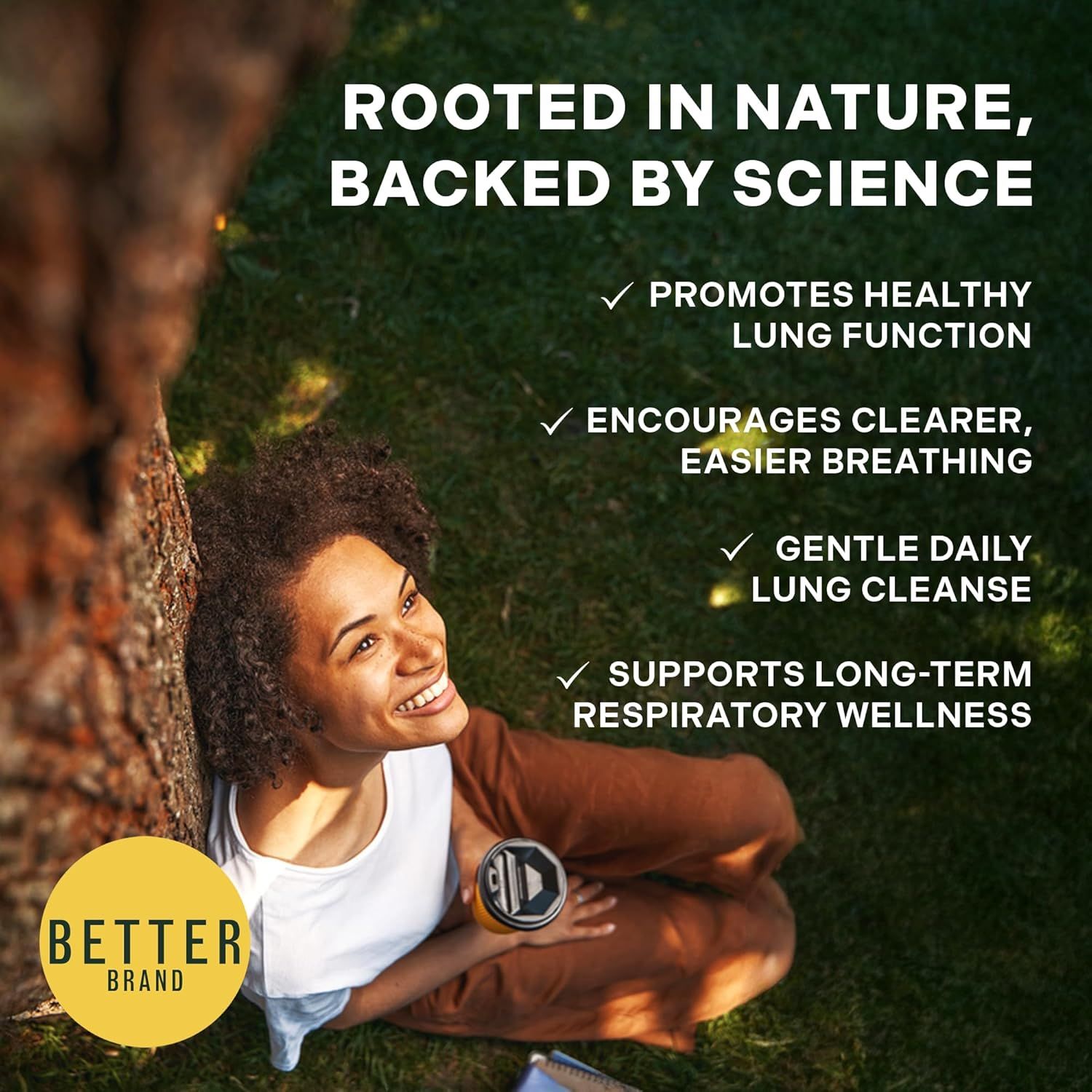 Highlights multiple benefits of the product for respiratory wellness, emphasizing its natural origins and scientific support. Reinforces the brand's positioning as a nature-based,…