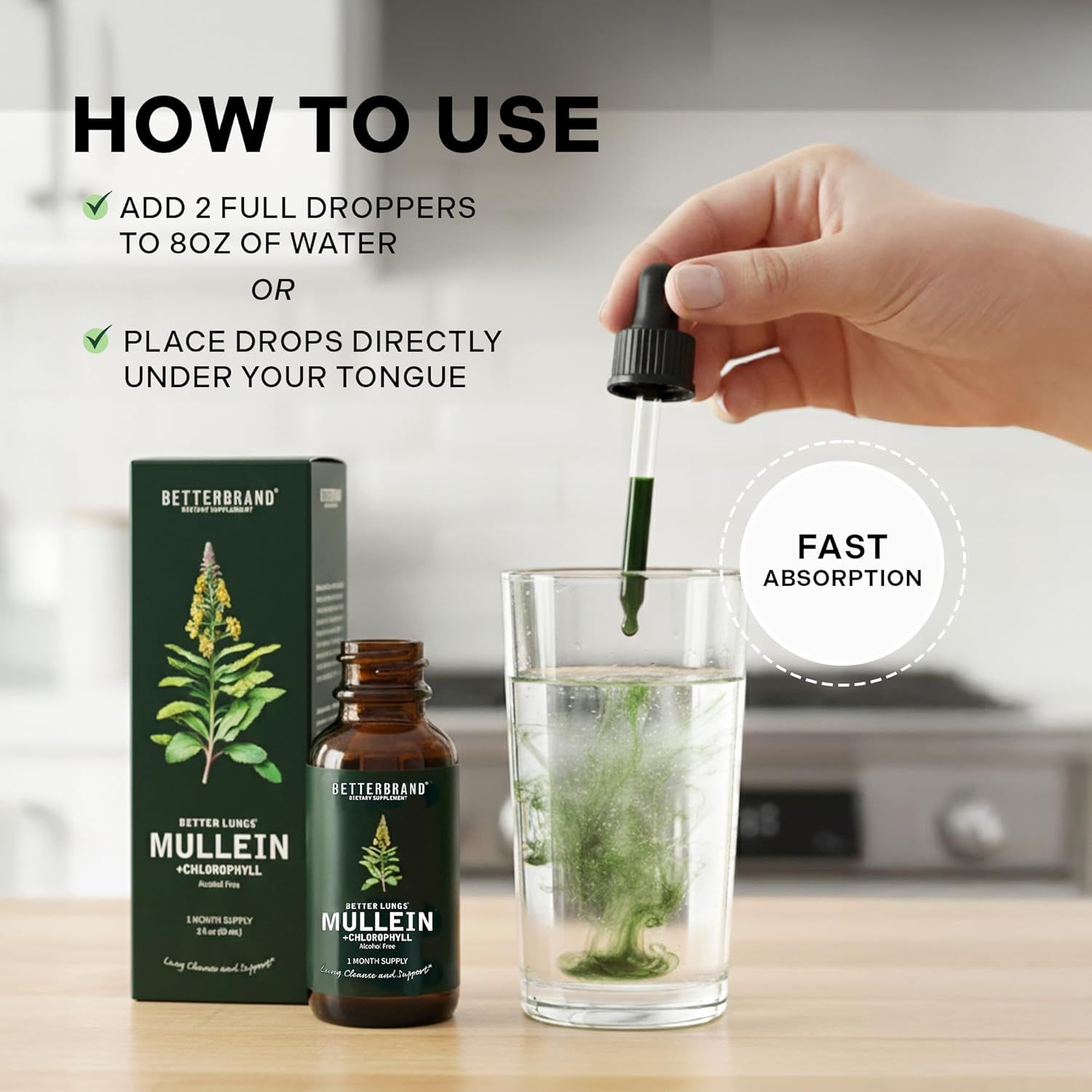 Explains how to properly use and consume the Mullein supplement, providing clear dosage instructions to ensure correct usage.