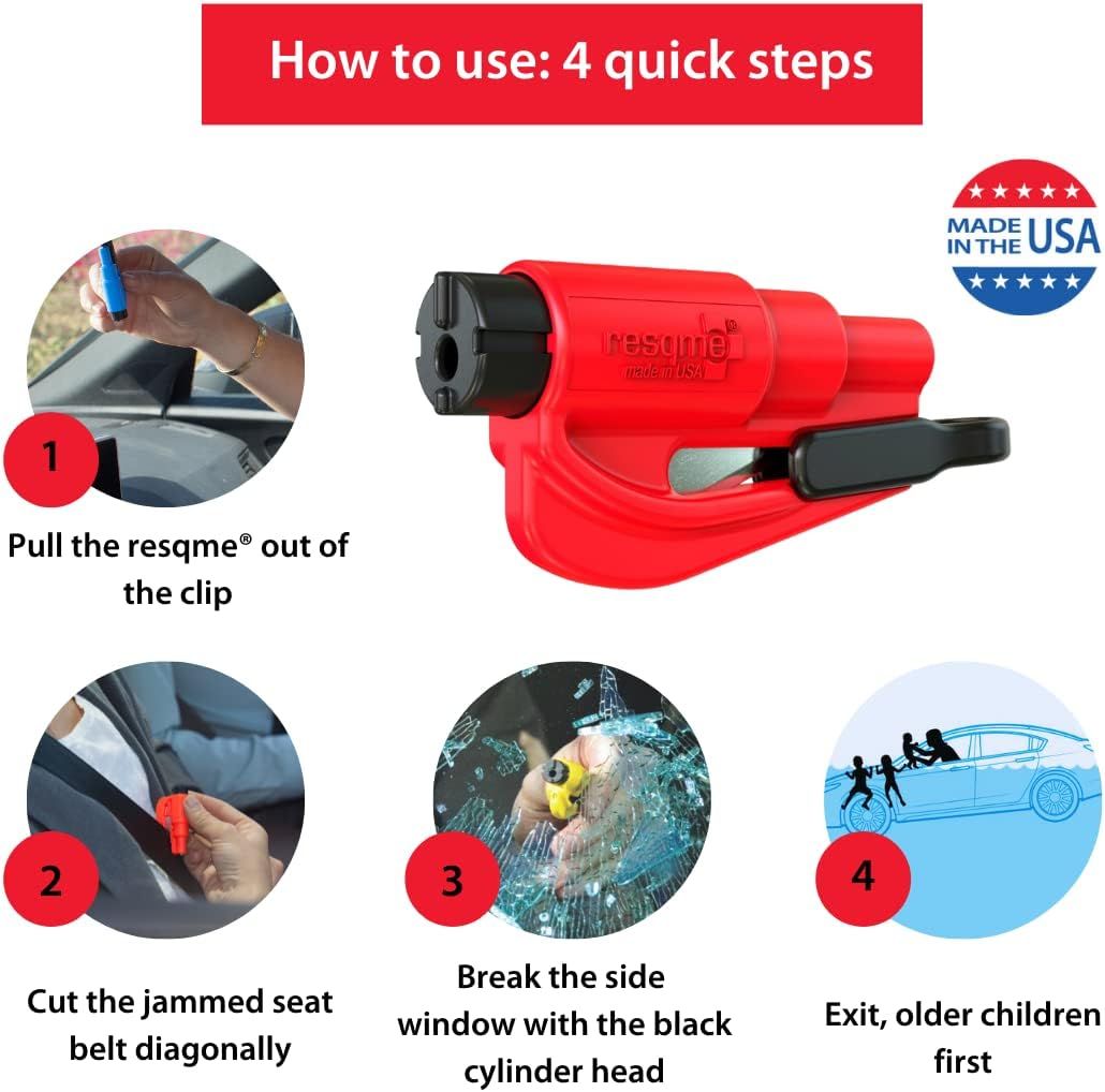 Provides step-by-step instructions on how to use the product to escape a vehicle in an emergency situation.
