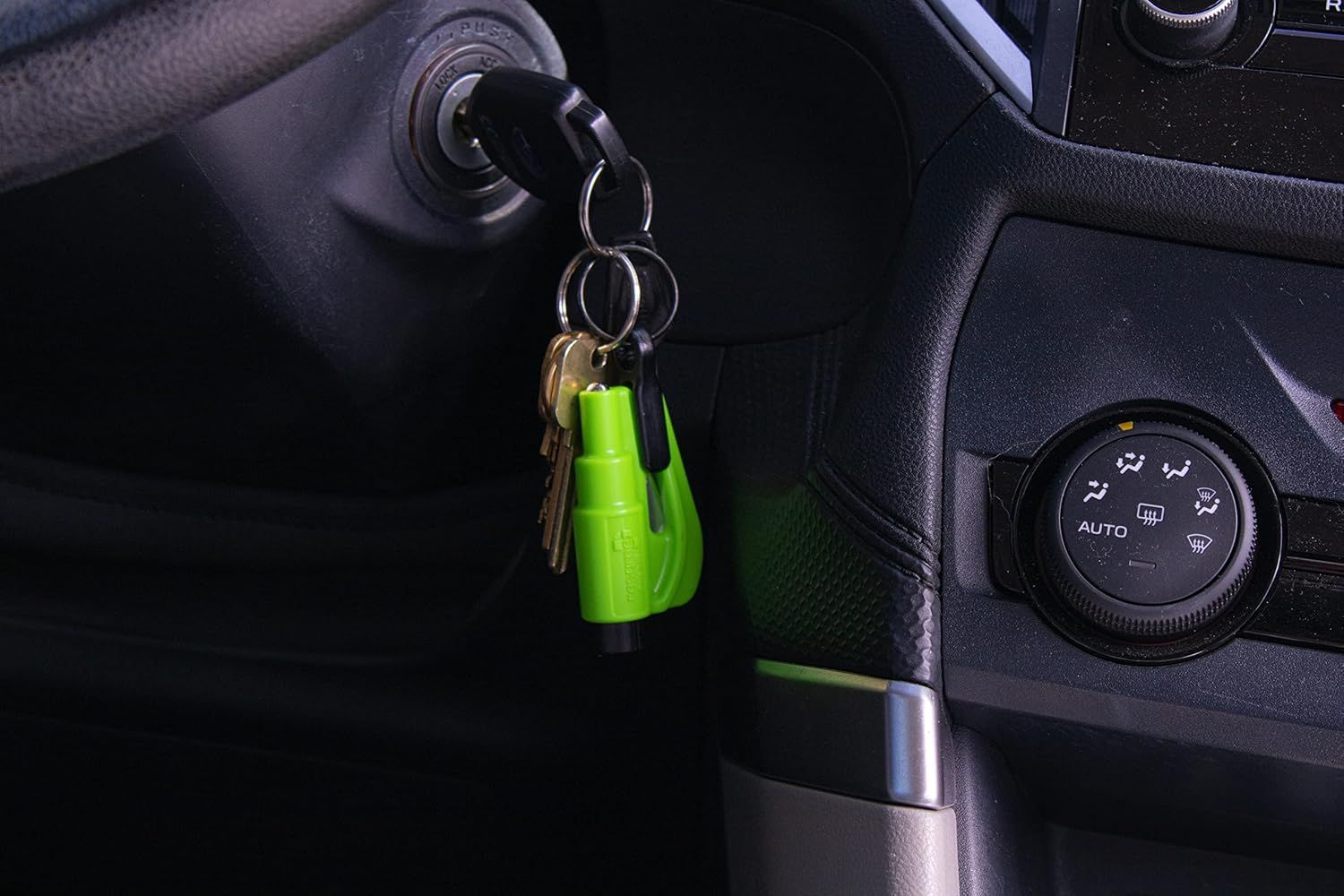 Highlights the product's emergency safety feature to reassure drivers they have a tool to escape their vehicle if needed.