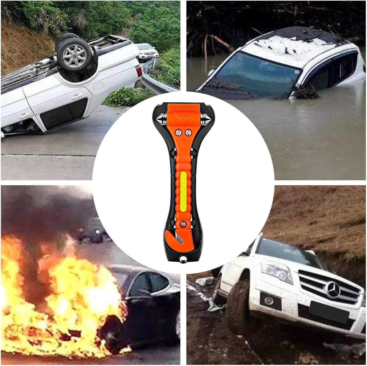 Demonstrates the various emergency situations where the safety tool can be used to escape or rescue from vehicles. Highlights the safety features of the tool for use in dangerous vehicle situations…