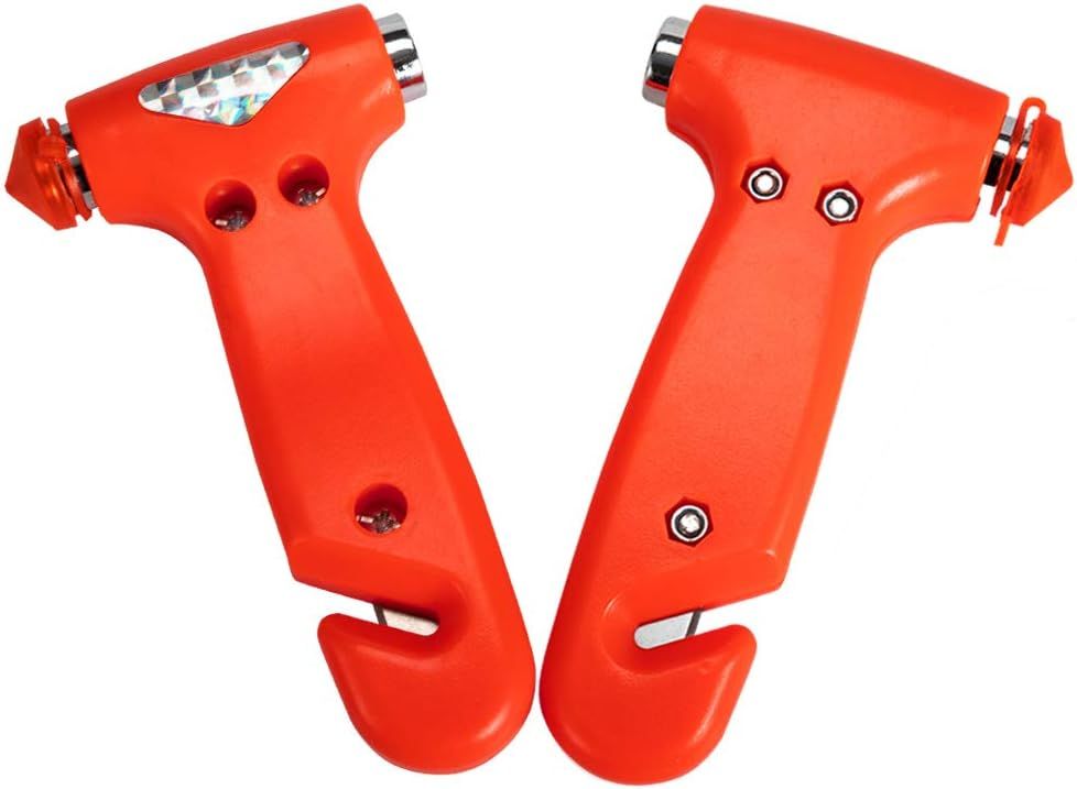 Demonstrates how to use the product as an emergency tool for breaking car windows and cutting seatbelts.