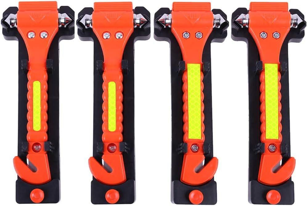 Showcases the product as a multi-functional safety device for emergency situations in vehicles. Highlights the dual functionality of the product as both a window breaker and seat belt cutter for…