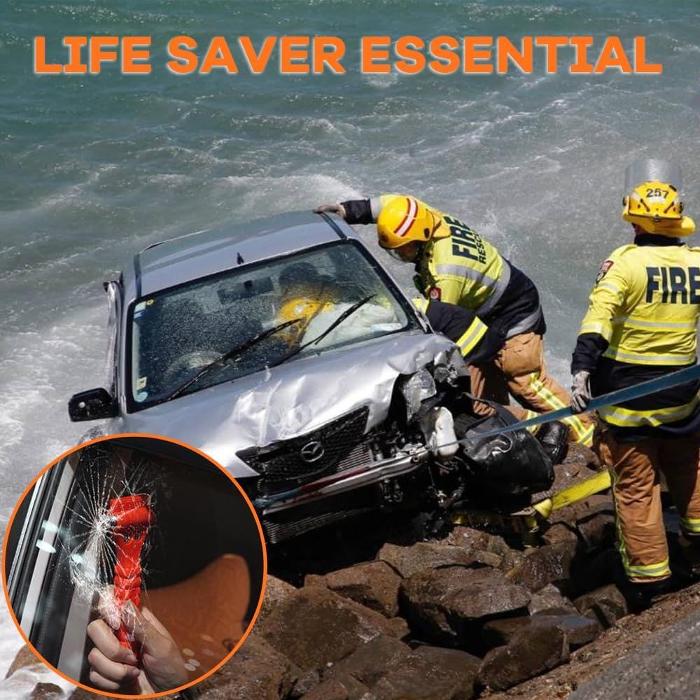 Demonstrates the critical application of the product in emergency situations, specifically for rescuing people from submerged vehicles. Highlights the product's ability to break car windows in…