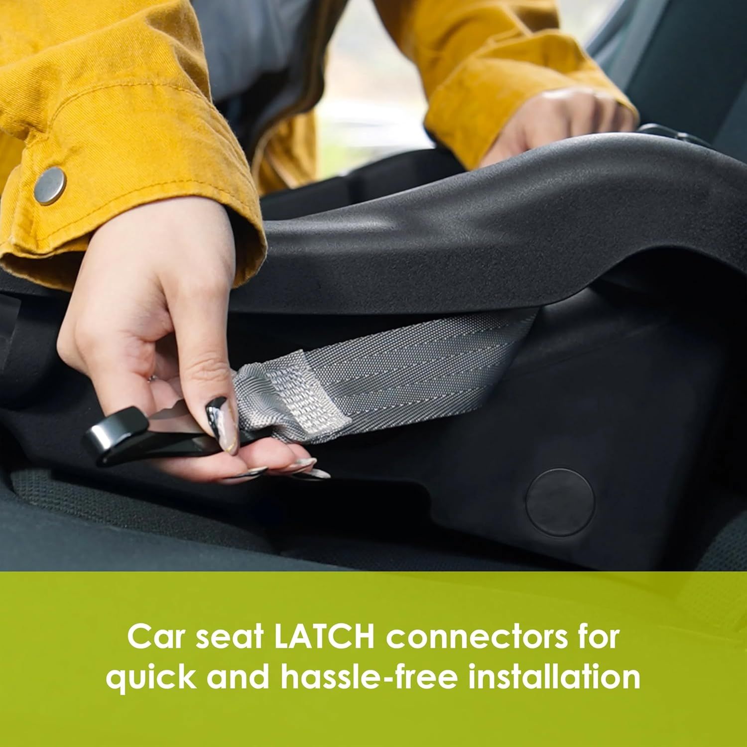 Demonstrates how to properly install a car seat using the LATCH system, emphasizing ease and safety. Highlights the car seat's compatibility with the LATCH system, reassuring parents about proper…
