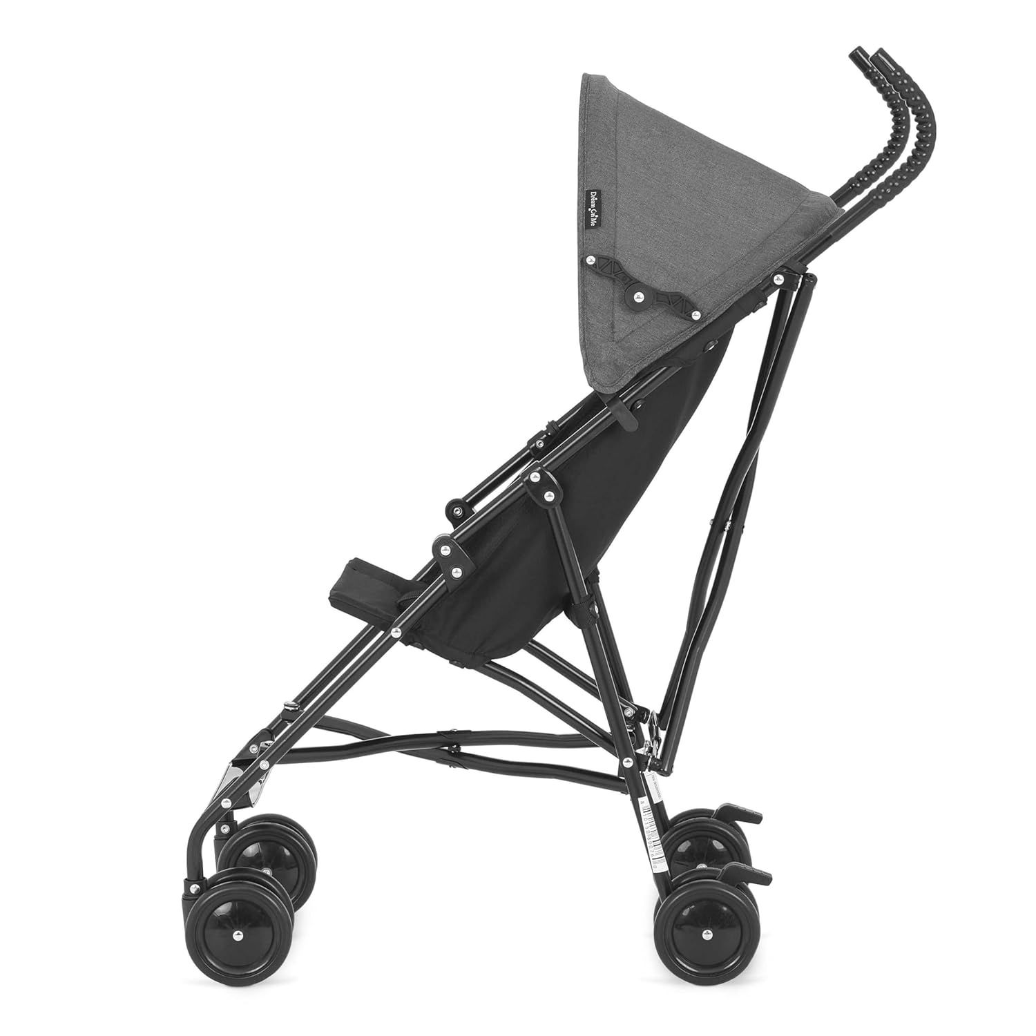 Highlights the stroller's lightweight and foldable design, emphasizing its portability and ease of use for parents on the go.
