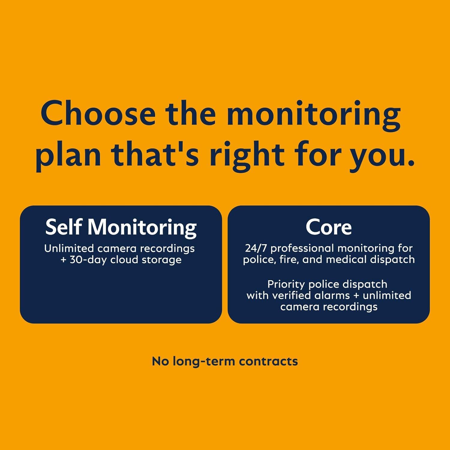 Guides customers in selecting between two monitoring plan options based on their needs and preferences.