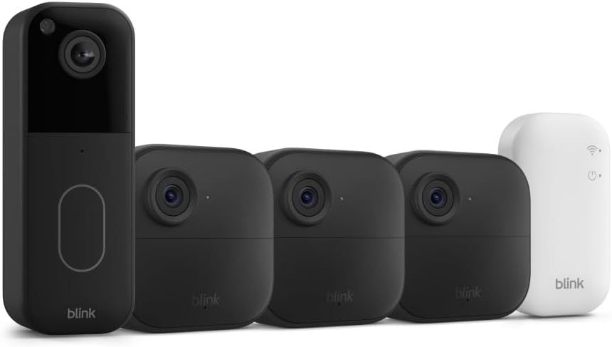 Shows all the components included in the security camera system package, helping customers understand what they will receive.