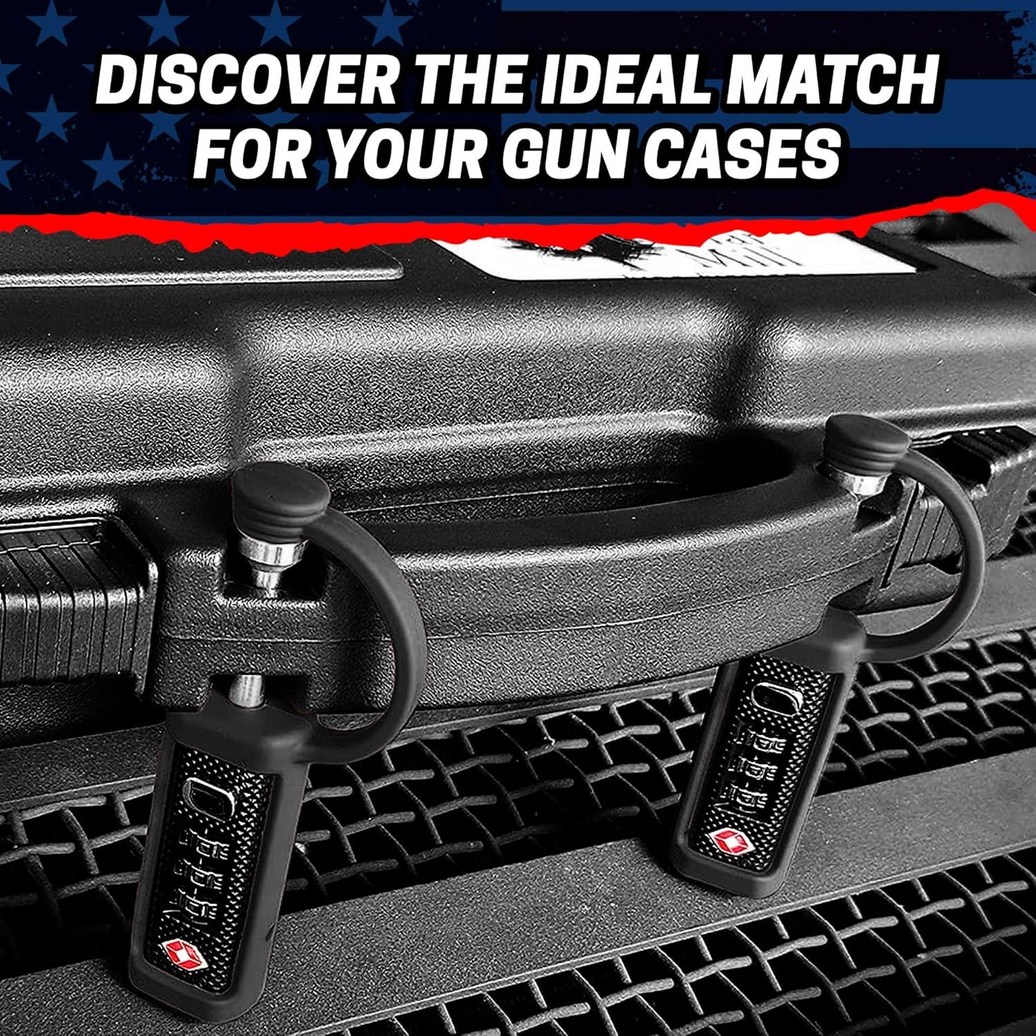 Communicates that the gun cases are compatible with TSA-approved locks, reassuring shoppers that their cases can be securely locked for travel and meet safety standards.
