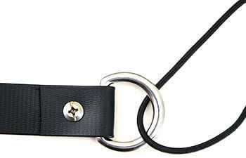 Highlights the metal ring hardware and how the strap connects to the cord, showing the structural detail and quality of the attachment mechanism.