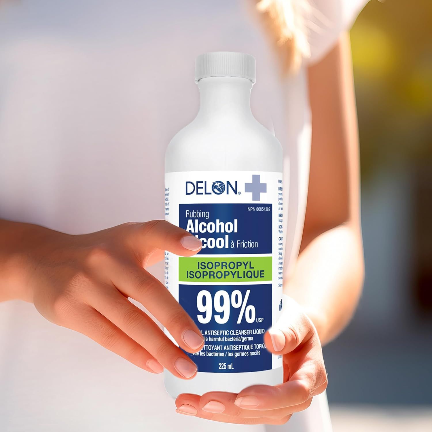 Shows the product being held in a real-world context to help shoppers visualize the size, packaging, and how it looks when in use.