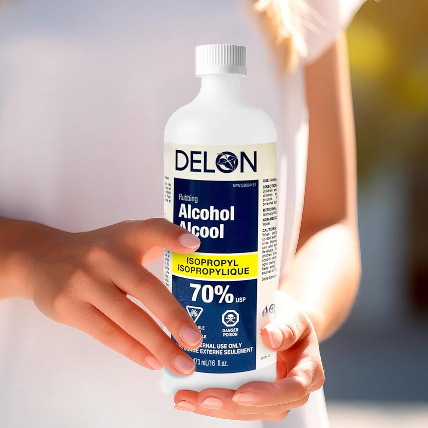 Shows the product being held in a real-world context to help shoppers visualize the size, packaging, and how it looks when in use.