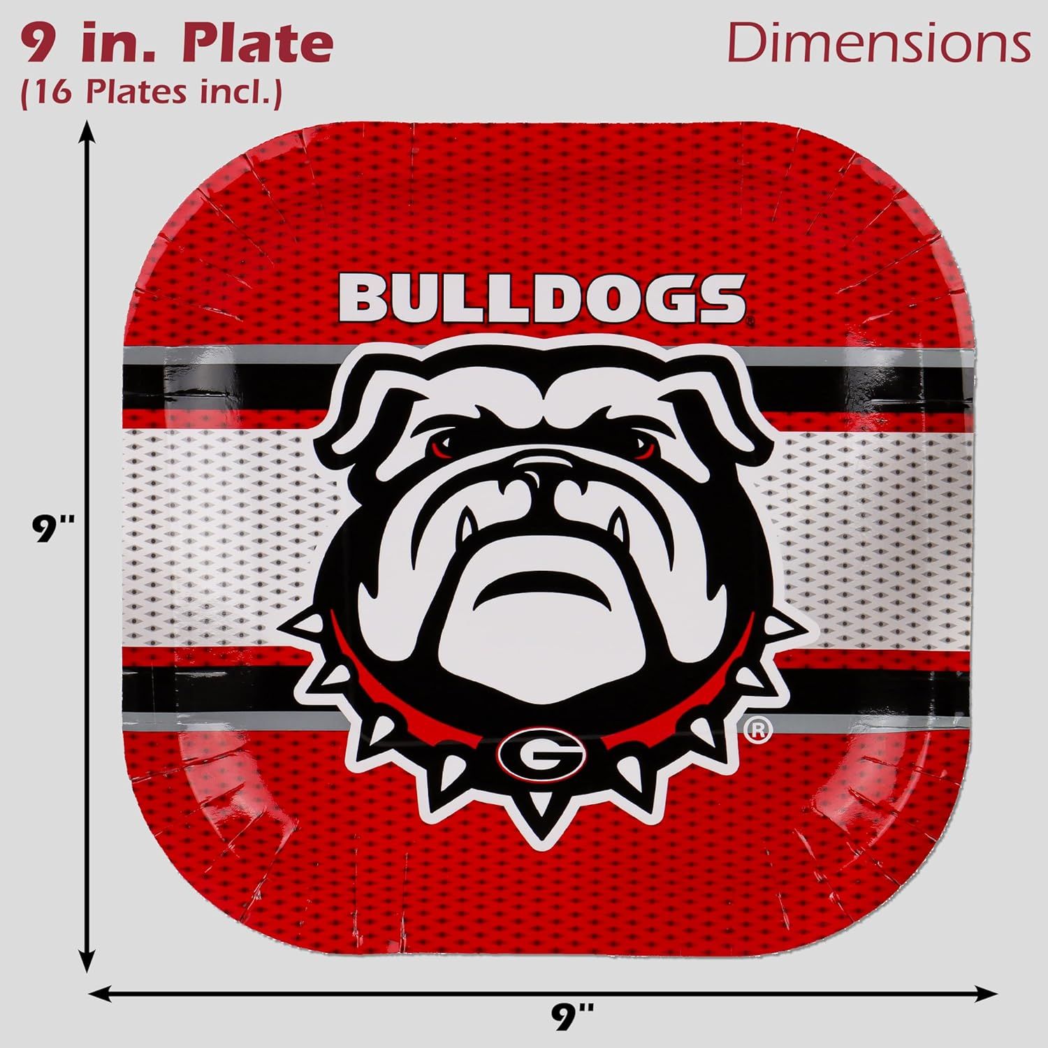 Communicates the exact size of the plate (9 inches) and quantity included (16 plates) to help shoppers understand the physical dimensions and what they will receive.