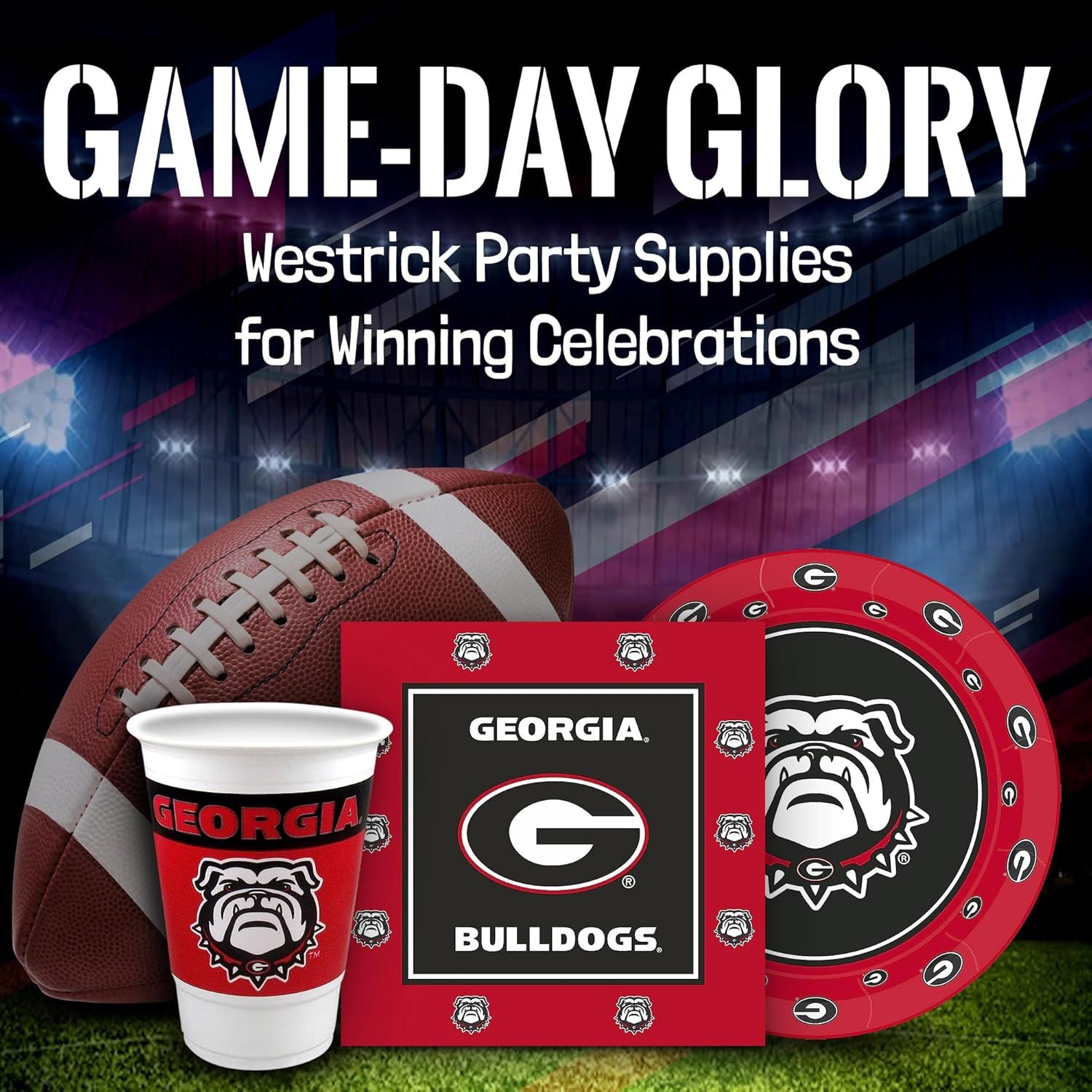 Demonstrates the product's use case for game day celebrations and winning parties, showing versatility as party supplies for sports fans.