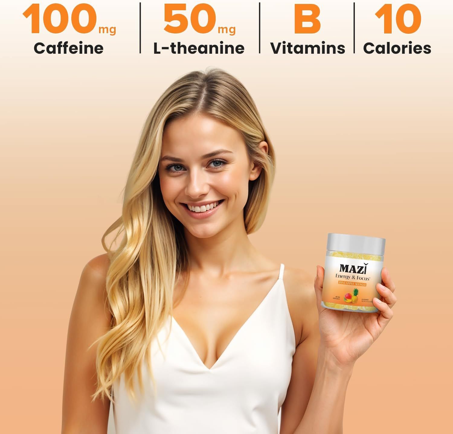 Communicates multiple nutritional benefits and ingredients of the energy product to help shoppers understand what they get in each serving.