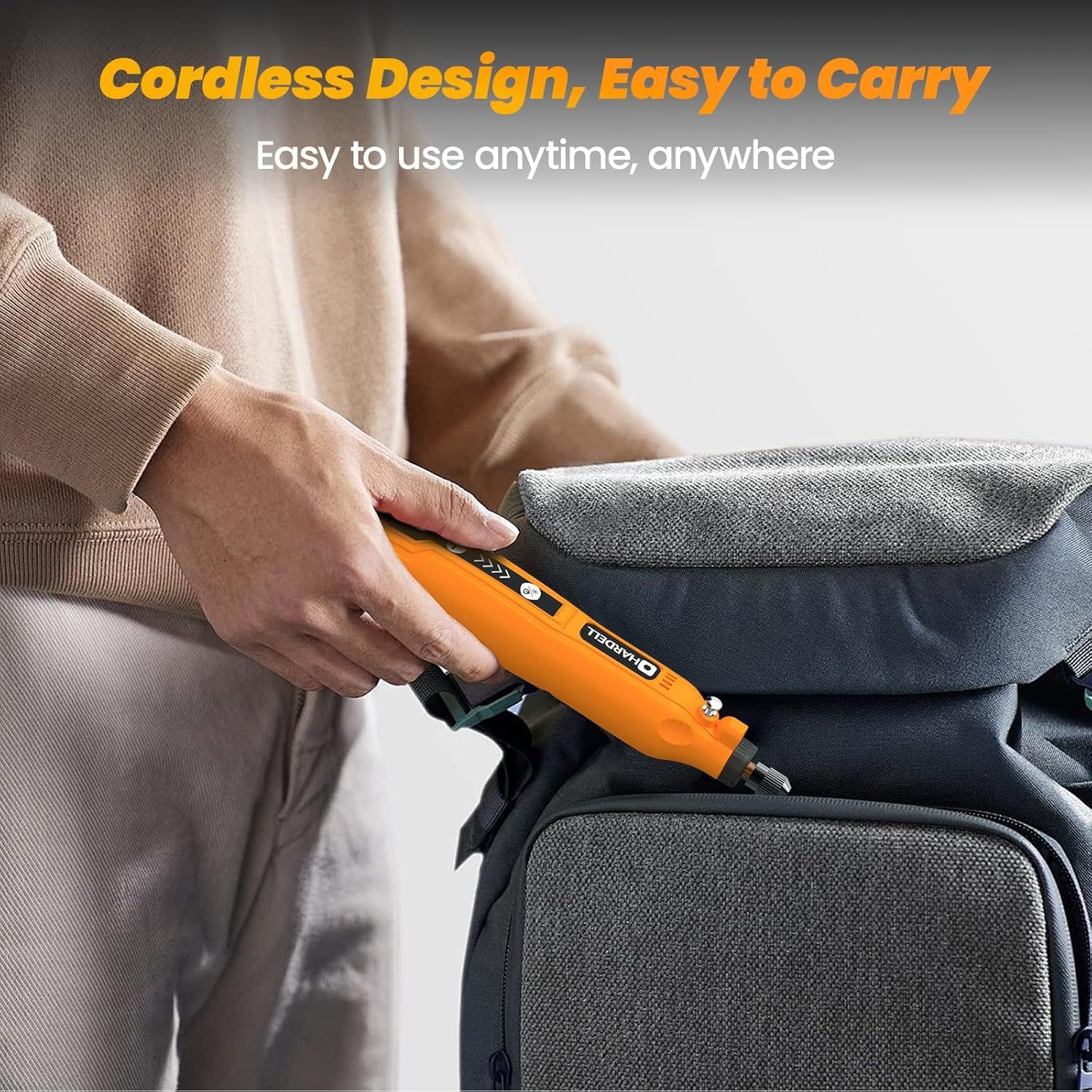 Communicates that the product is cordless and portable, making it convenient to carry and use anywhere without being tethered to a power outlet.
