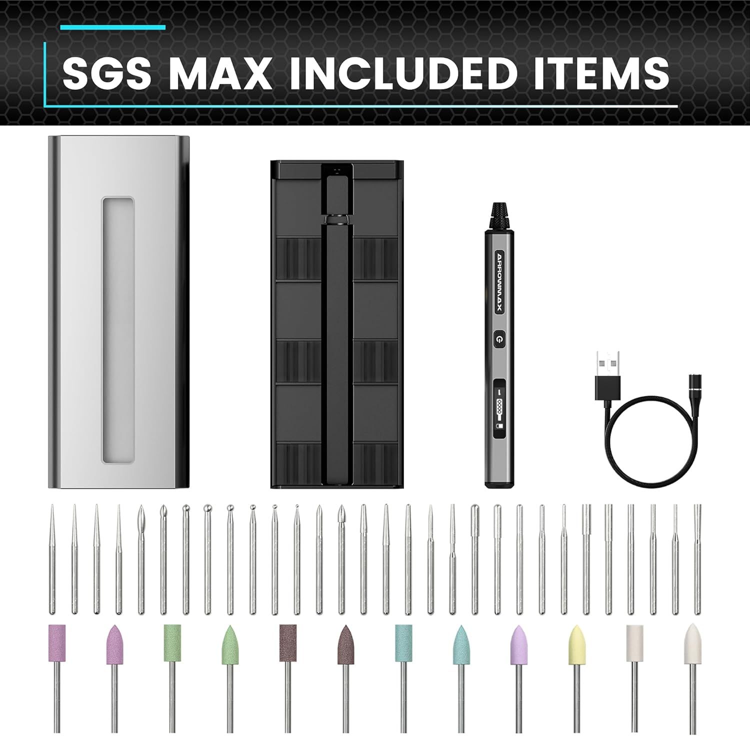Shows all items included with the purchase to help shoppers understand the full value of the kit and what accessories they will receive.