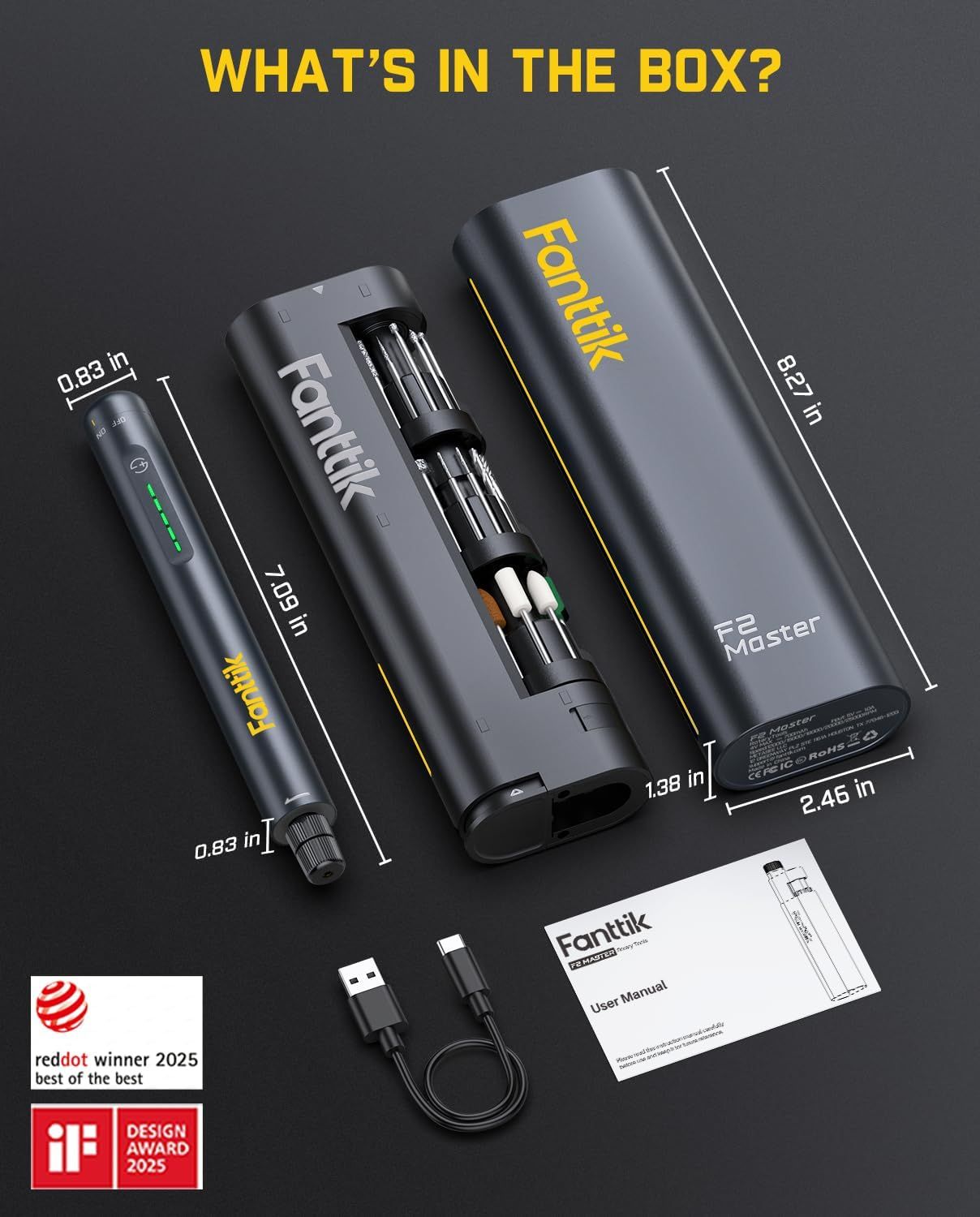 Shows everything included in the package so shoppers know exactly what they will receive with their purchase, including the main device, accessories, charging cable, and user manual. Provides exact…