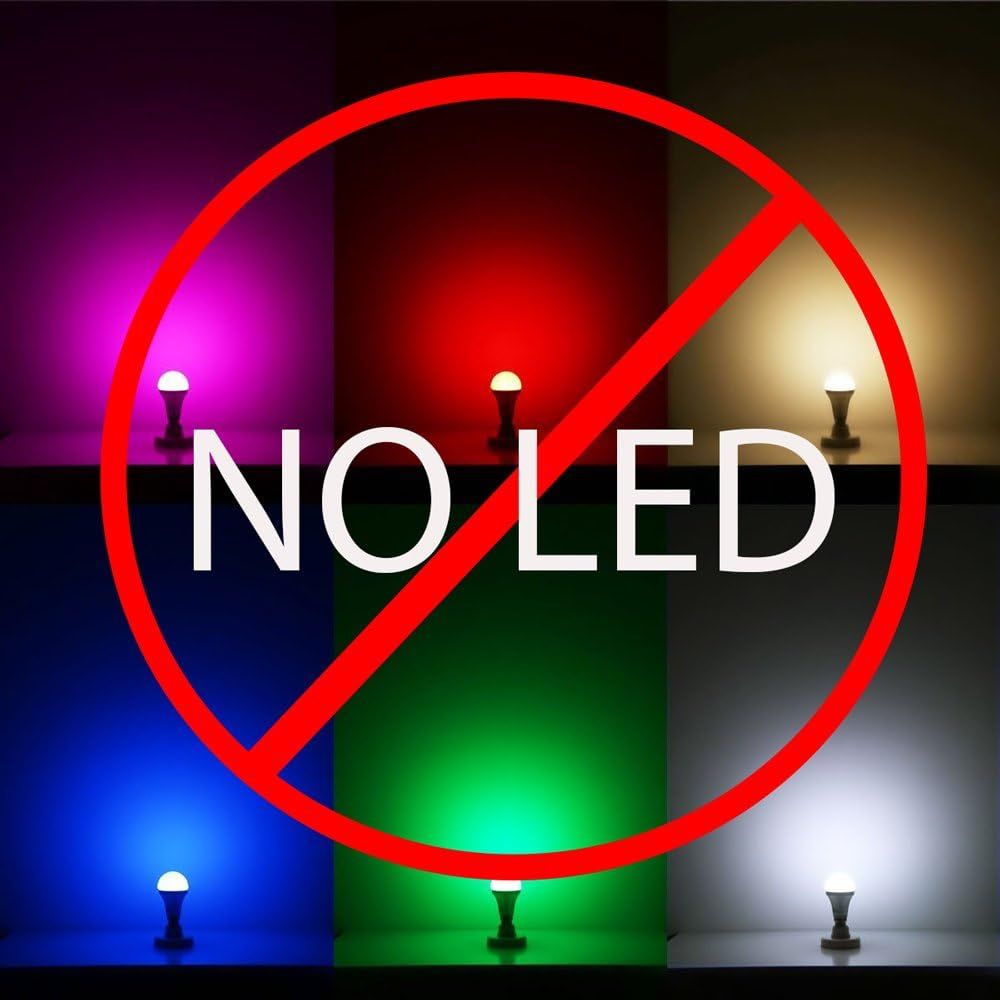 Communicates that this product does not use LED lighting, which may appeal to shoppers seeking traditional incandescent or other non-LED bulb types.