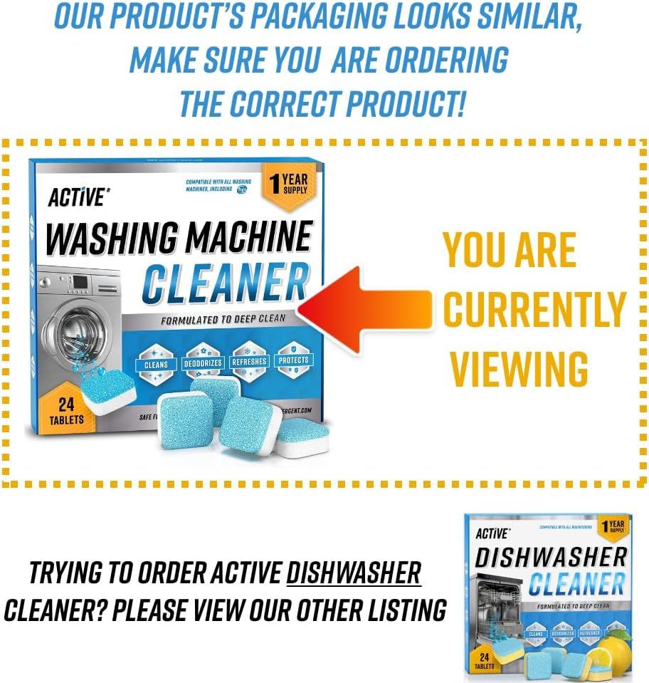 Helps shoppers distinguish between similar products (washing machine cleaner vs dishwasher cleaner) to ensure they order the correct SKU for their needs.