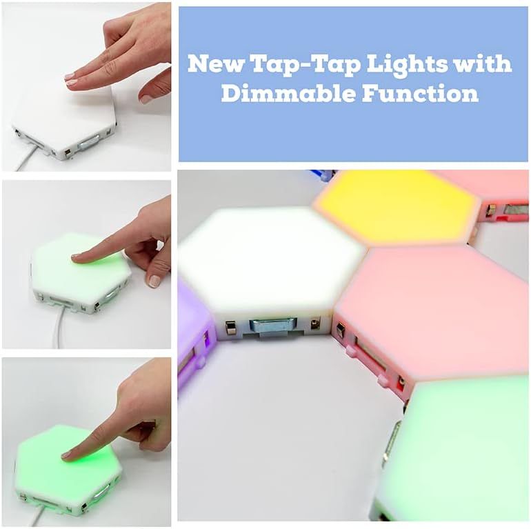 Demonstrates the tap-to-activate and dimmable functionality of the modular lights, showing shoppers how easy it is to control the lighting with a simple touch.