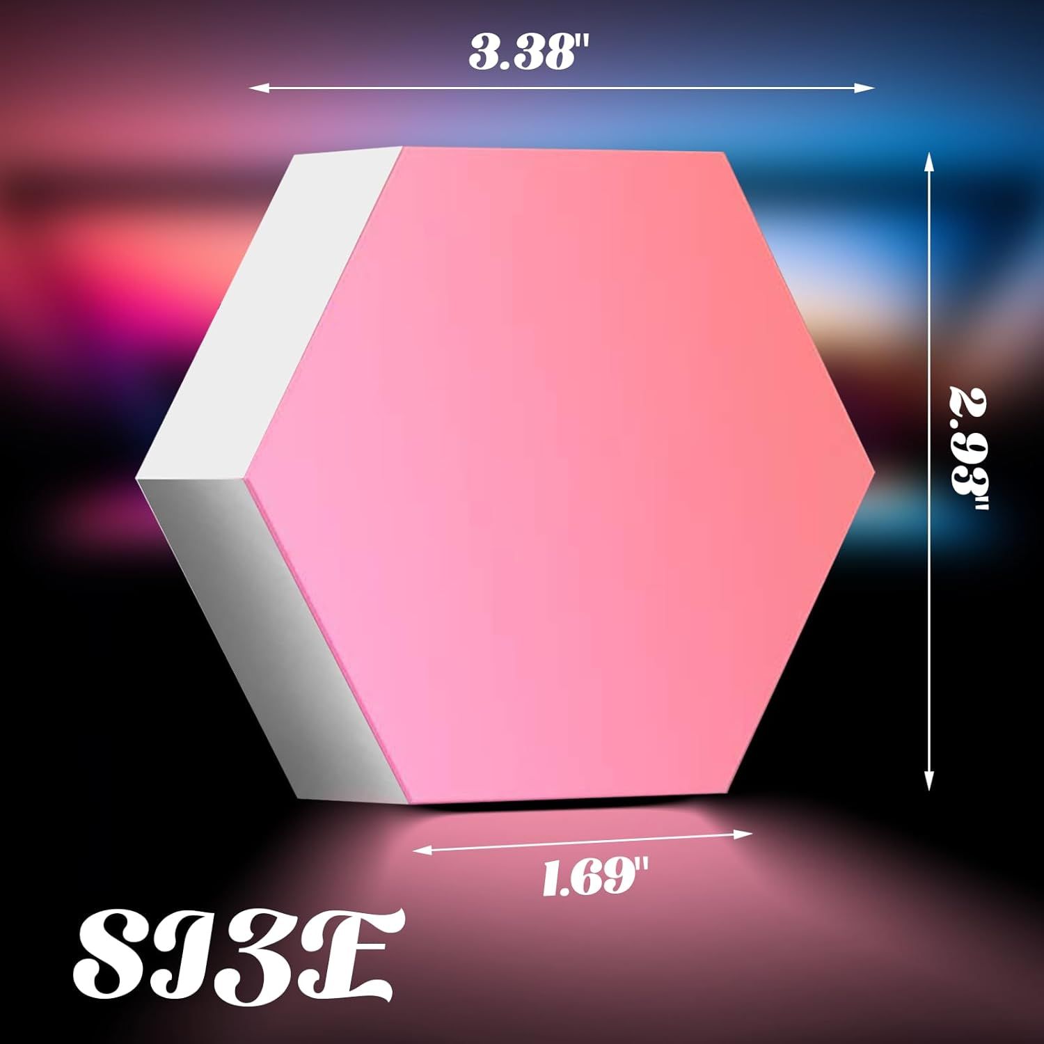 Communicates the precise physical dimensions of the hexagonal product to help shoppers understand its size before purchase.