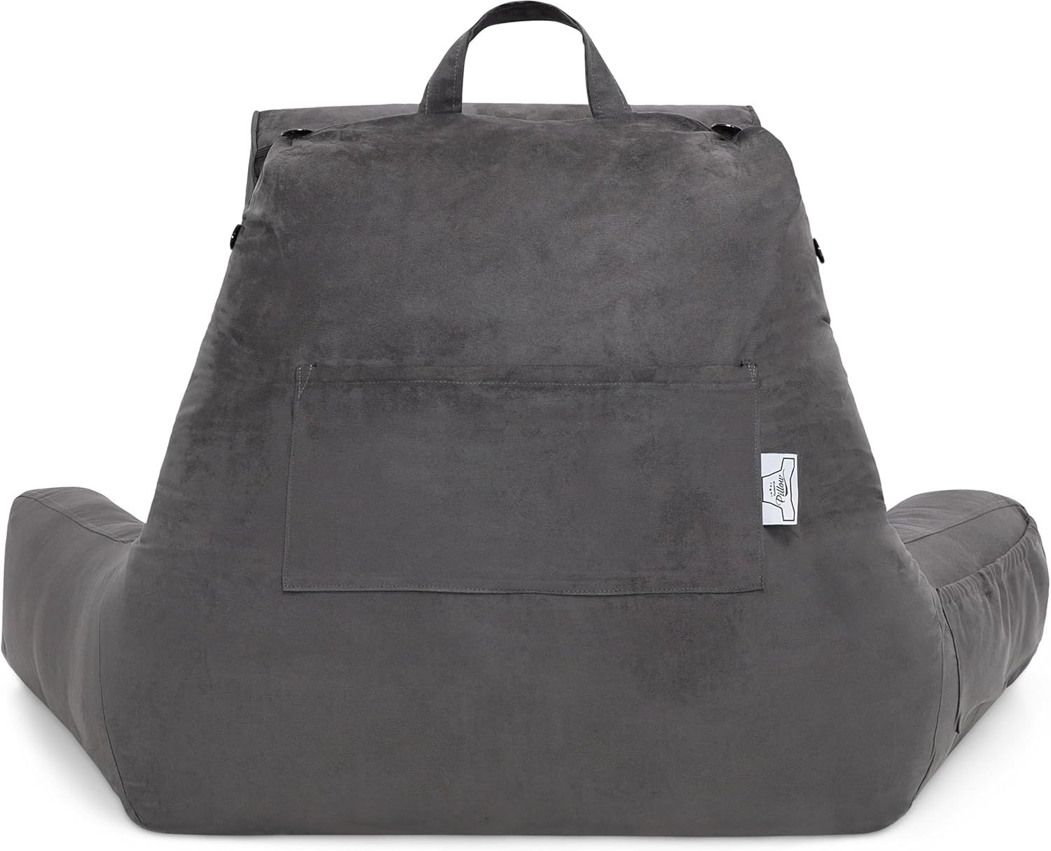 Shows the product as a comfortable reading or lounging pillow with armrests in a clean, simple presentation to help shoppers visualize its real-world use.