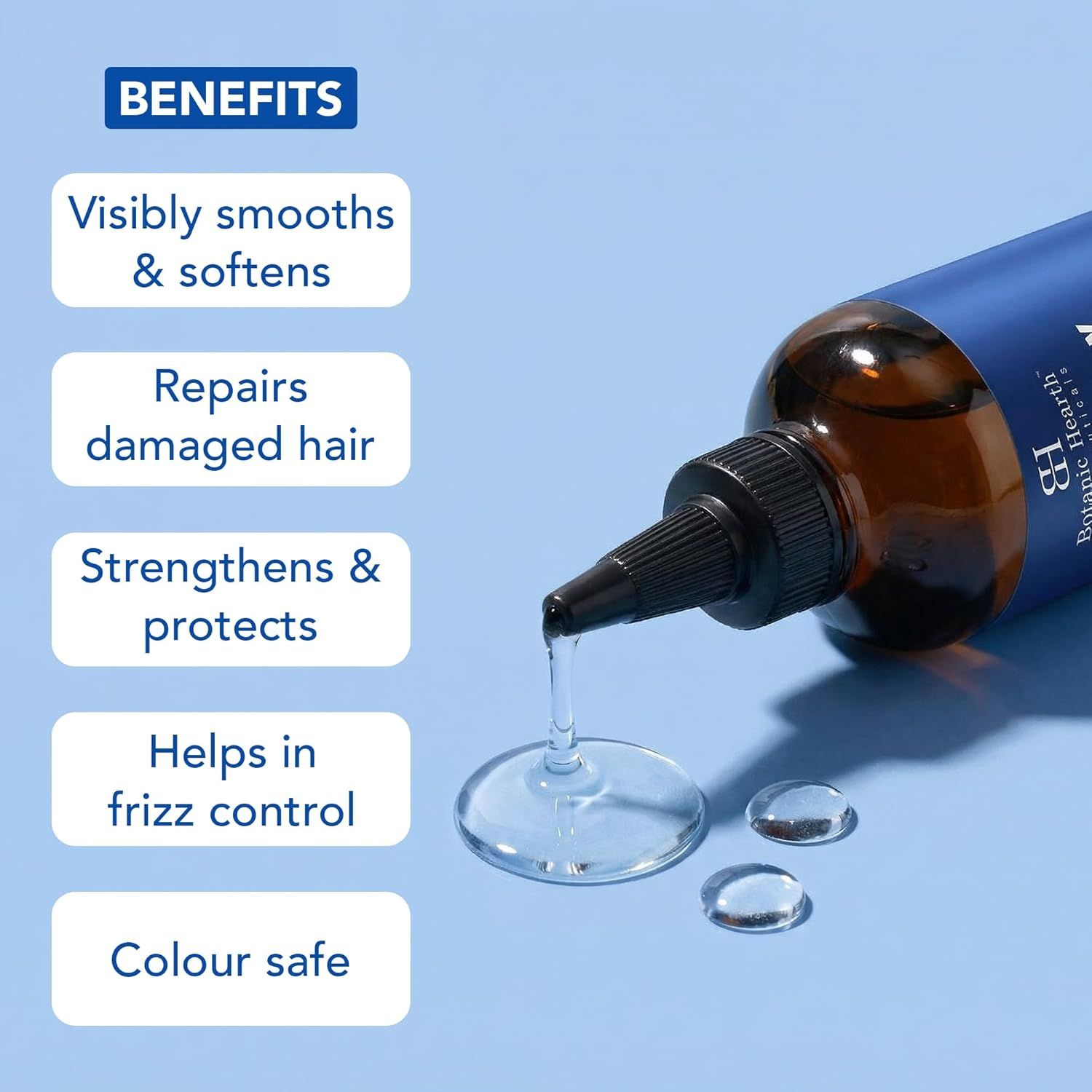 Communicates five key benefits of the hair product to help shoppers understand its multiple value propositions in one glance.
