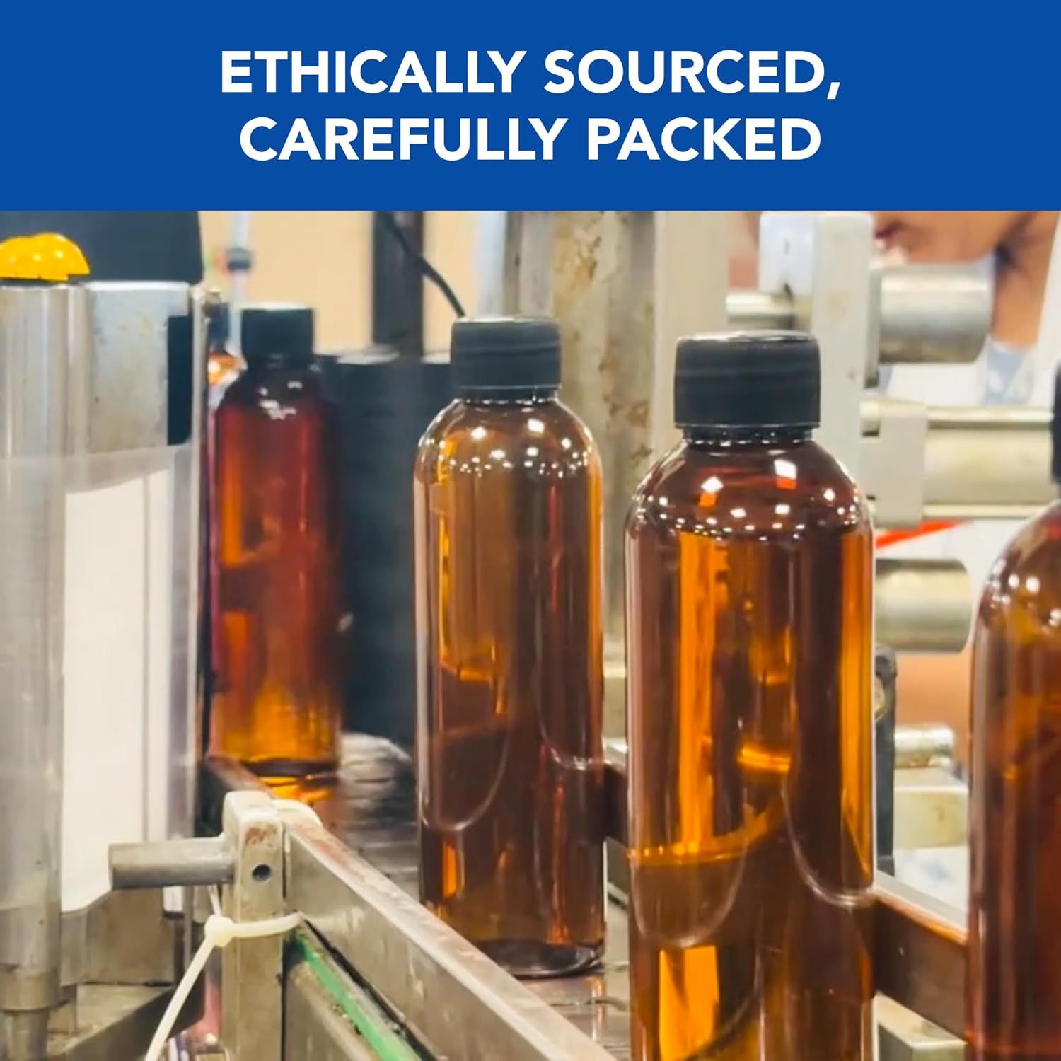 Communicates the brand's commitment to ethical sourcing and careful packaging processes to build trust and reassure shoppers about product quality and values.