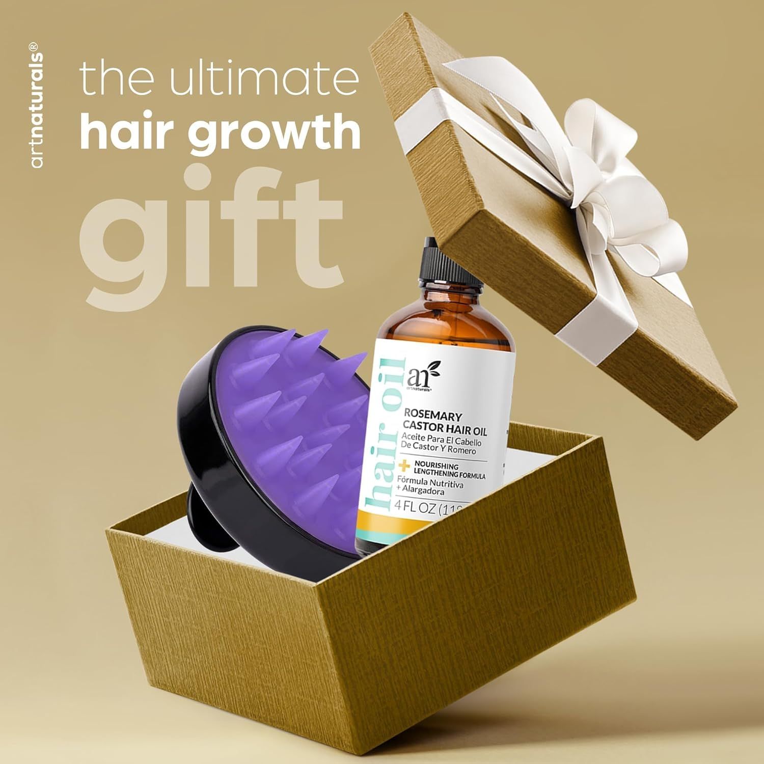 Positions the hair growth products as a gift-ready bundle, appealing to shoppers looking for beauty or wellness gifts for special occasions.
