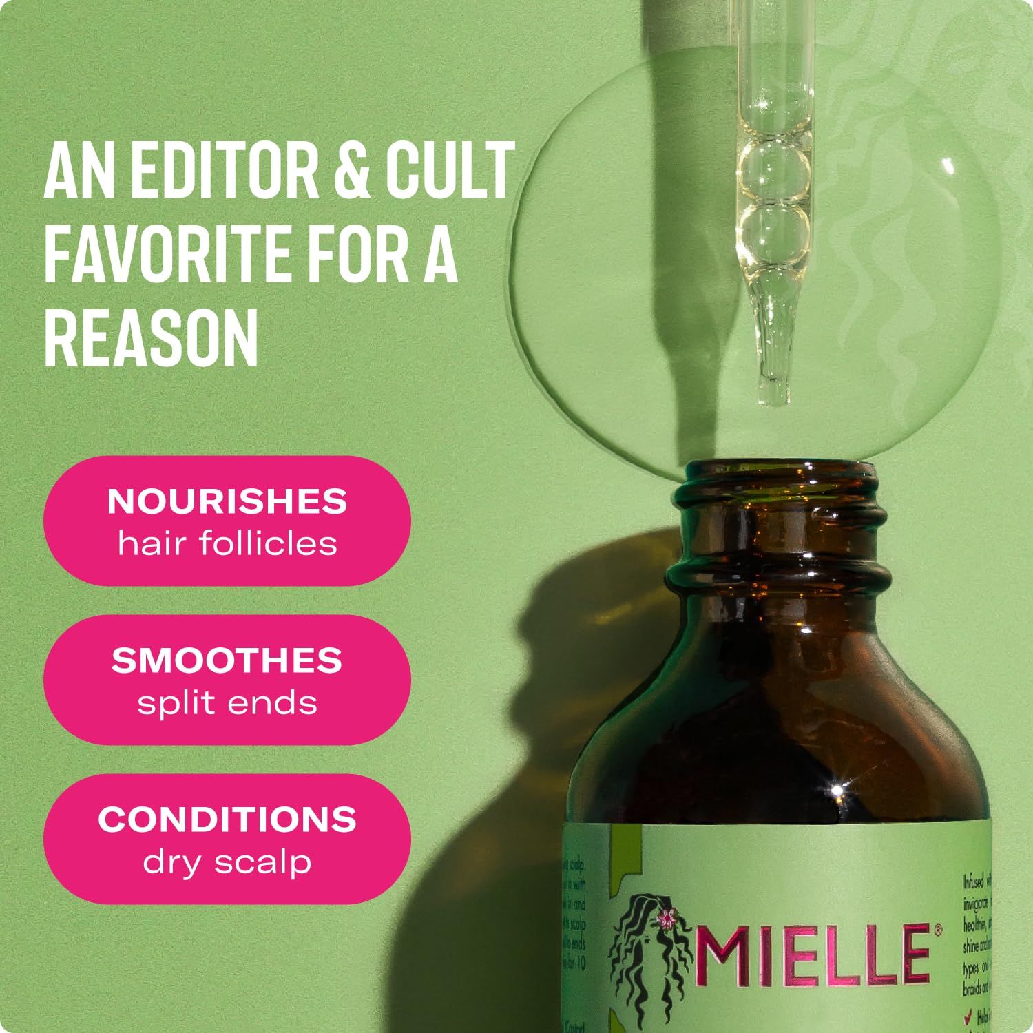 Communicates three distinct benefits of the hair product to show shoppers its versatility in addressing multiple hair care needs.