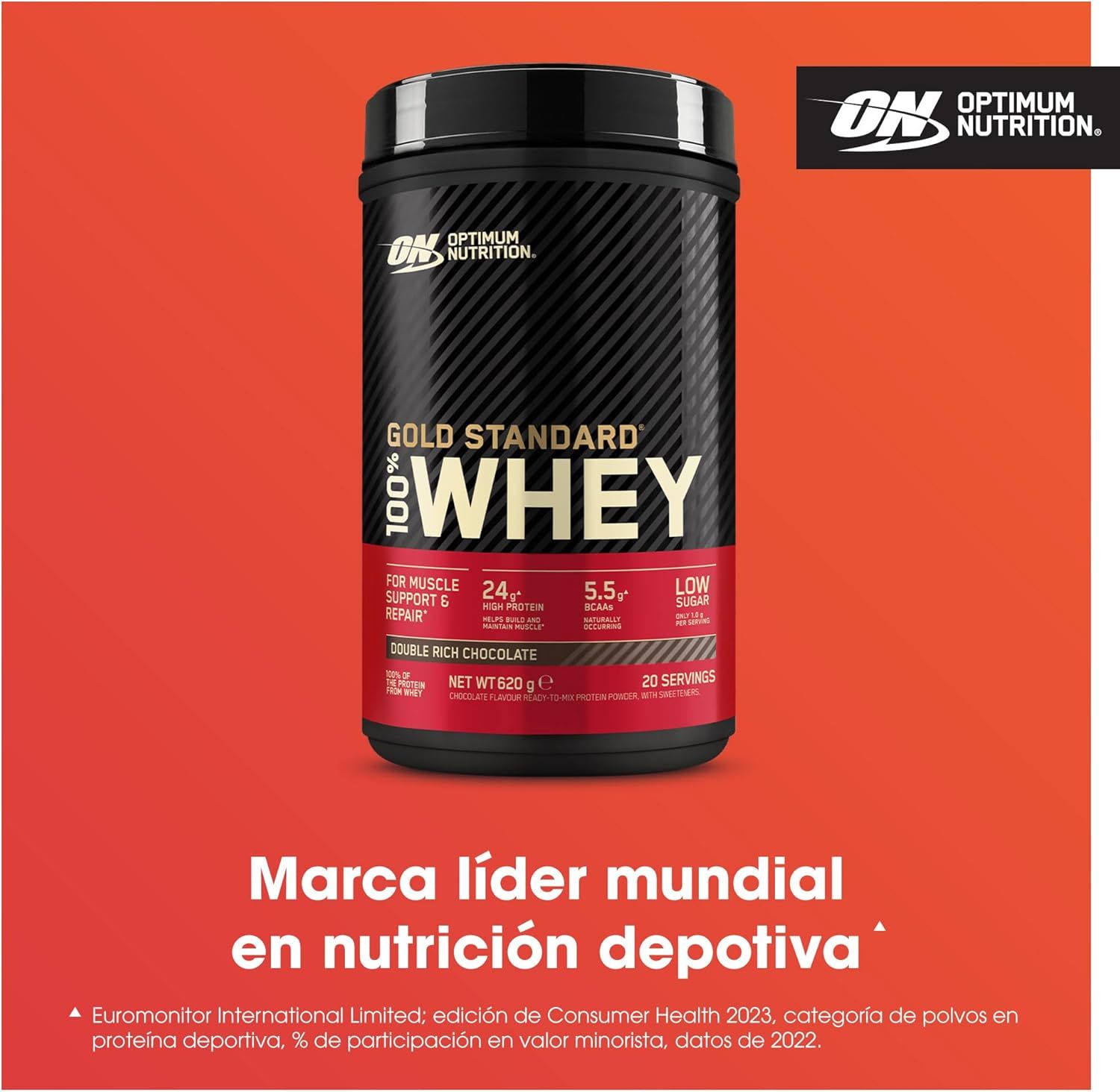 Reinforces brand authority and trust by highlighting Optimum Nutrition as the world leader in sports nutrition, building credibility with shoppers.