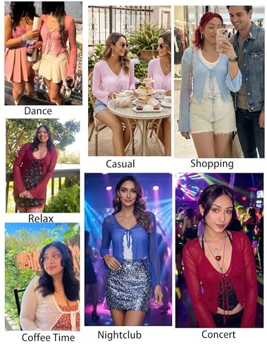Demonstrates the product's versatility by showing it can be worn across different lifestyle scenarios including dance, casual outings, shopping, relaxing, coffee time, nightclub, and concerts.