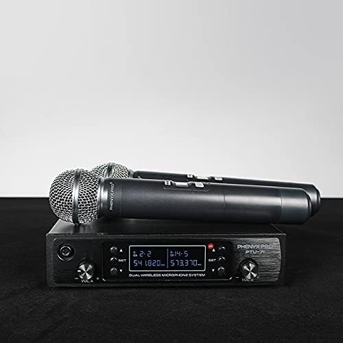 Shows the customer everything included in the package: the wireless receiver base unit and two handheld microphones, helping them understand the complete system they will receive.