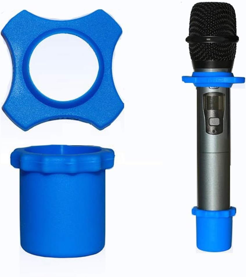 Shows all the blue accessory components included with the microphone purchase, helping shoppers understand what they receive in the package.