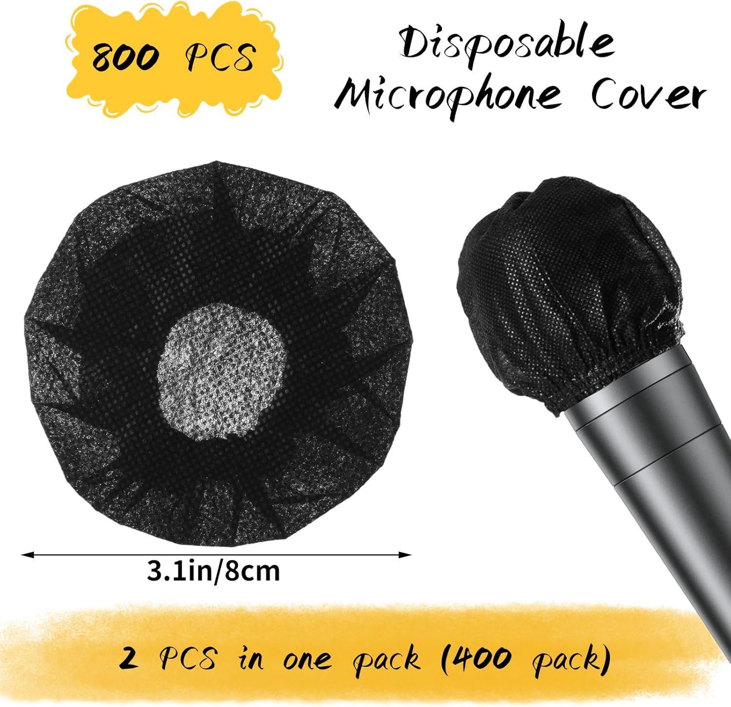 Communicates the large quantity included in the pack and the exact dimensions of the disposable microphone covers to help shoppers assess value and compatibility. Shows what the customer receives in…