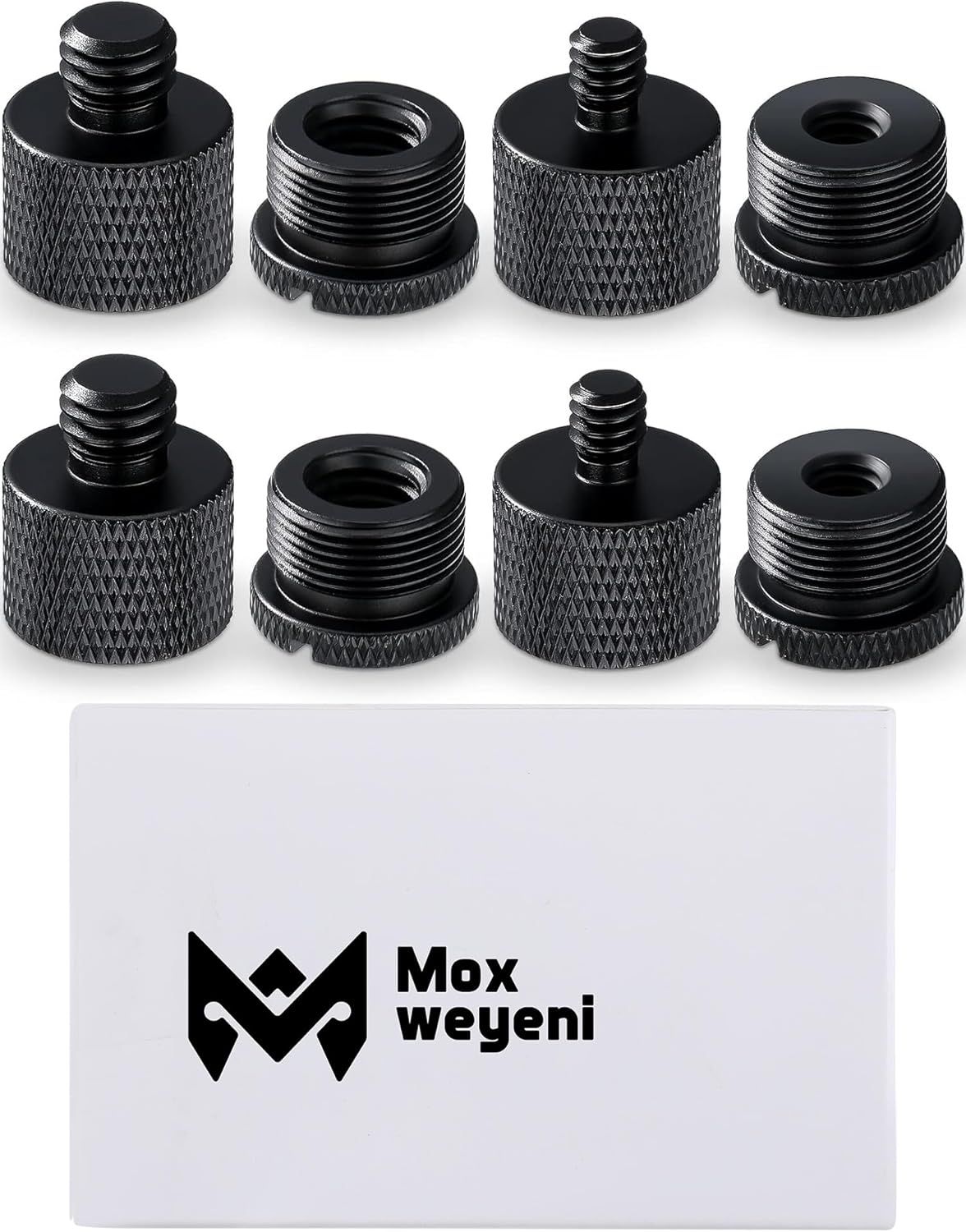 Shows all the threaded adapters and components included in the package so shoppers understand exactly what they will receive with their purchase.