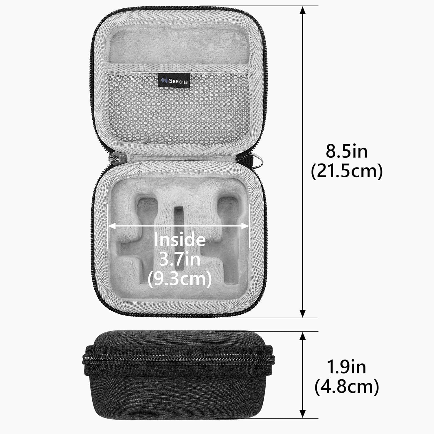 Communicates the exact dimensions of the carrying case both inside and outside to help shoppers understand if it will fit their device and how portable it is.