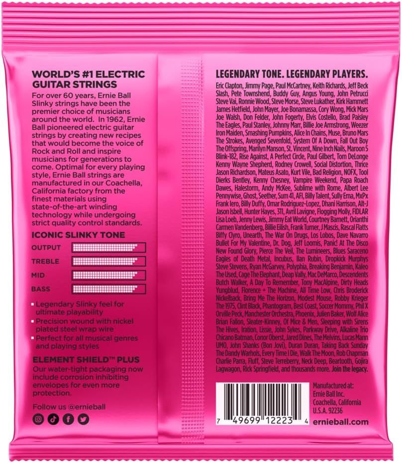 Communicates multiple selling points of the guitar strings including tone quality, construction, versatility, and protective packaging to help shoppers understand the comprehensive value proposition.