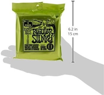 Shows the physical size of the guitar string package using exact measurements to help shoppers understand how large the product is.