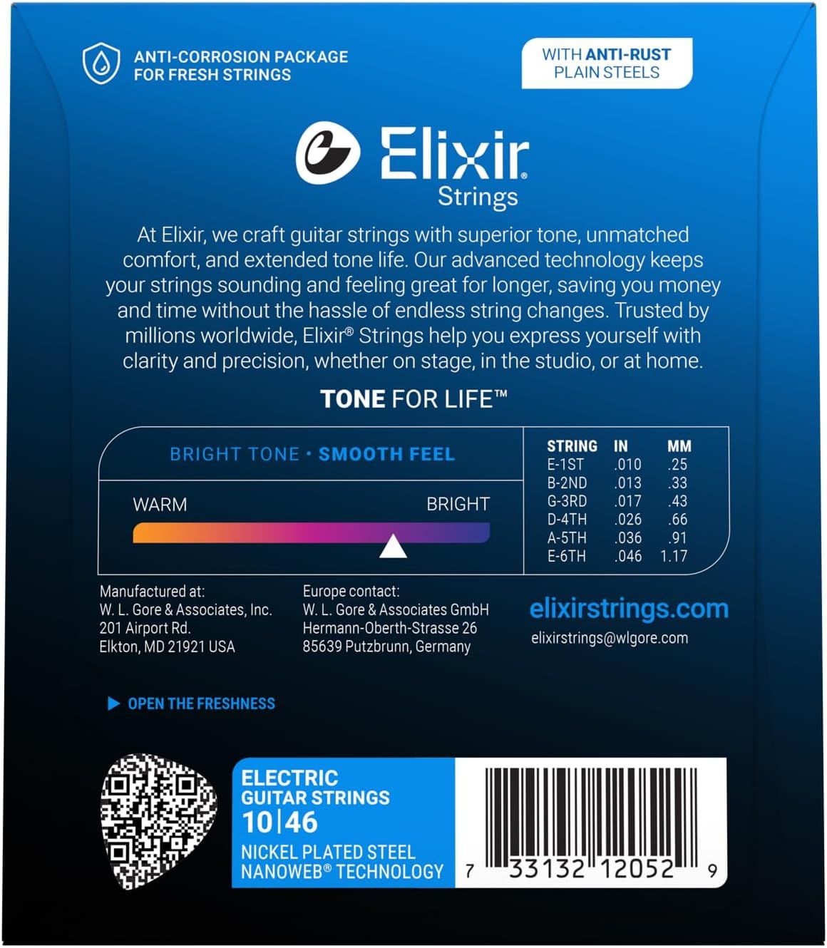 Communicates multiple key features and benefits of Elixir guitar strings including anti-corrosion protection, tone quality, longevity, and feel to help shoppers understand the comprehensive value…