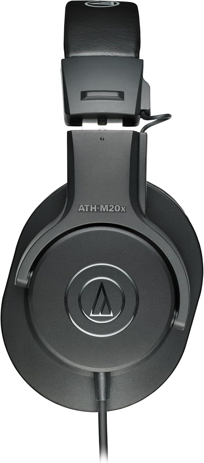 Displays the physical structure and key components of the headphones, including the adjustable headband, ear cup design, and model identification to help shoppers understand the product's build and…