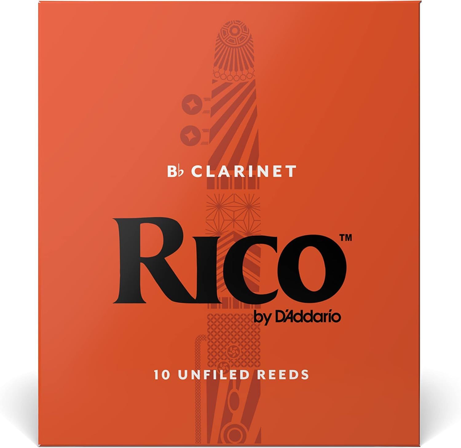 Emphasizes the Rico by D'Addario brand identity and product type (Bb Clarinet reeds) to build brand recognition and trust with musicians.
