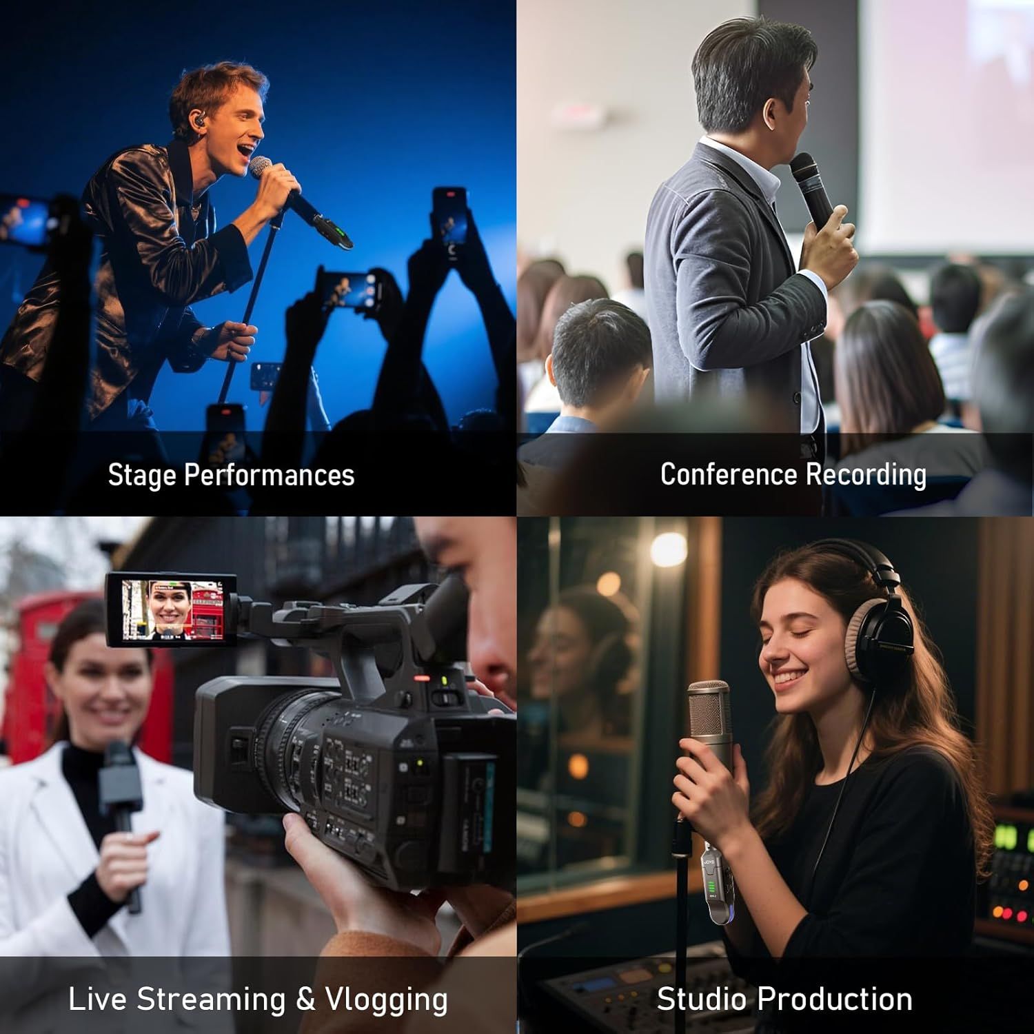Demonstrates the versatility of the product by showing four different use cases where it can be effectively used, helping shoppers understand its broad applicability across performance,…
