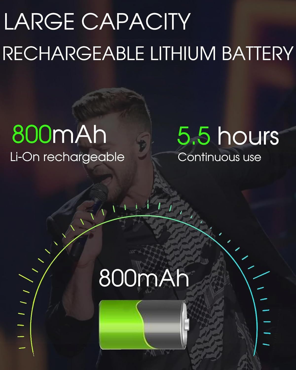 Communicates the quantifiable battery specifications to help shoppers understand the product's power capacity and usage time, reassuring them of long-lasting performance.