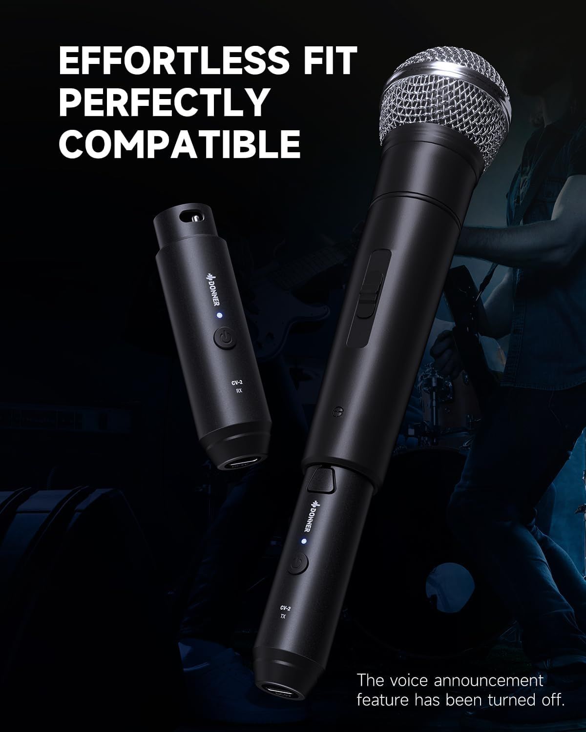 Communicates that the wireless microphone system components fit together seamlessly and are compatible with each other, reassuring shoppers about ease of setup and use.